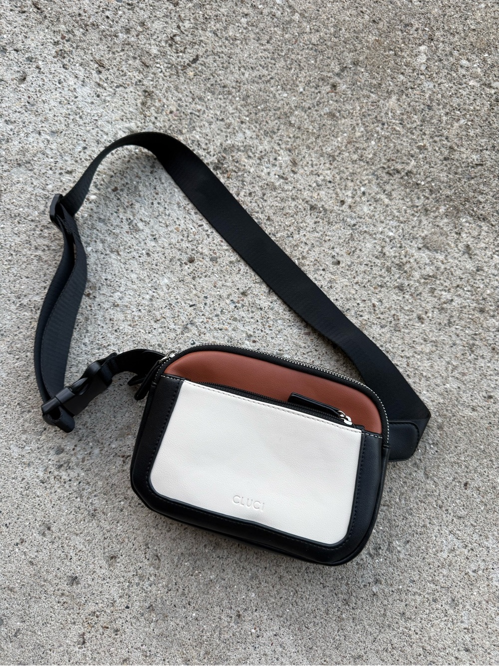 Tricolor Crossbody Bag - White/Black/Brown by CLUCI